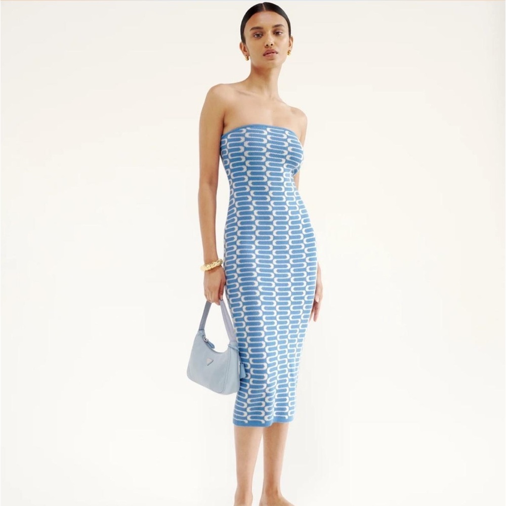 Reformation knit strapless midi dress
